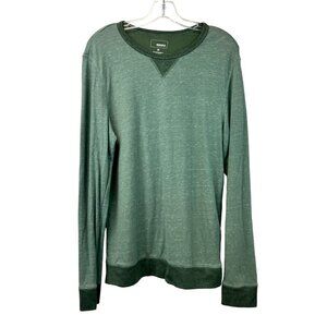 Sonoma Men’s Crew Neck Green Heathered Double Knit Long Sleeve Shirt Medium